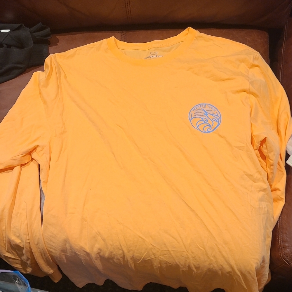 Vineyard Vines Men's Bright Orange Long Sleeve Tee